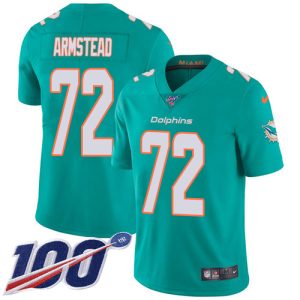 Dolphins #72 Terron Armstead Aqua Green Team Color Youth Stitched NFL 100th Season Vapor Untouchable Limited Jersey