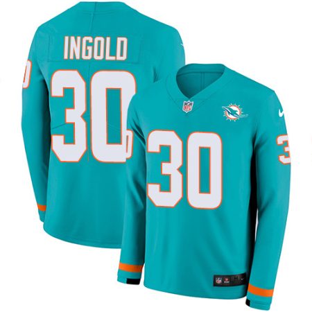 dolphins #30 alec ingold aqua green team color men's stitched nfl limited therma long sleeve cheap jersey