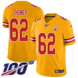 cheap Chiefs #62 Joe Thuney Gold Men's Stitched NFL Limited Inverted Legend 100th Season Jersey