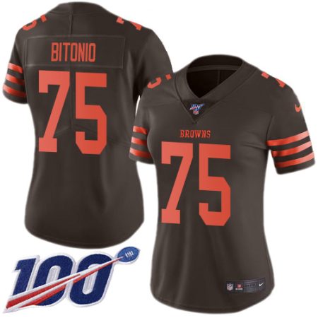 browns #75 joel bitonio brown women's stitched nfl limited rush 100th season cheap jersey