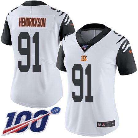 bengals #91 trey hendrickson white women's stitched nfl limited rush 100th season wholesale jersey