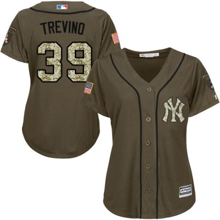 Yankees #39 Jose Trevino Green Salute to Service Women's Stitched MLB Jersey