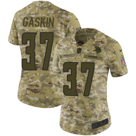 Vikings #37 Myles Gaskin Camo Women's Stitched NFL Limited 2018 Salute To Service Jersey