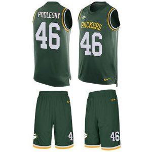 packers #46 jack podlesny green team color men's stitched nfl limited tank top suit wholesale jersey