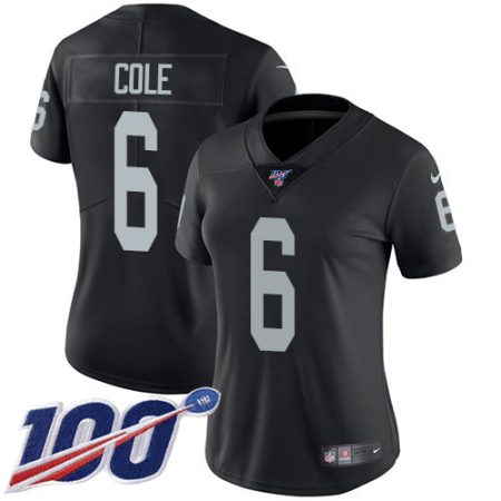 elite Raiders #6 AJ Cole Black Team Color Women's Stitched NFL 100th Season Vapor Untouchable Limited Jersey