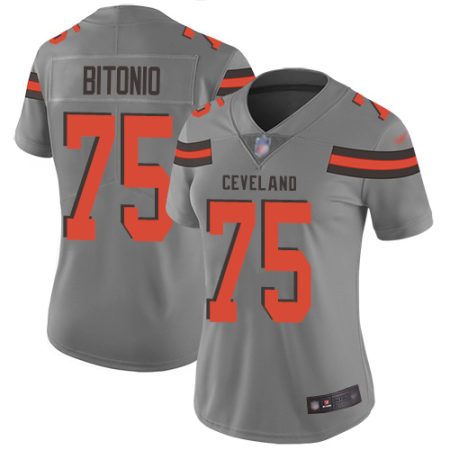 browns #75 joel bitonio gray women's stitched nfl limited inverted legend wholesale jersey