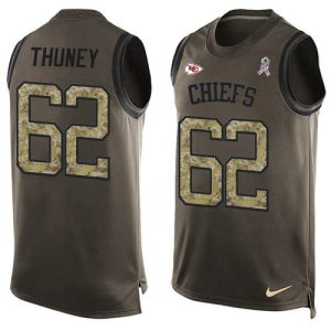 wholesale Chiefs #62 Joe Thuney Green Men's Stitched NFL Limited Salute To Service Tank Top Jersey