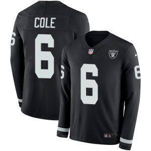 wholesale Raiders #6 AJ Cole Black Team Color Youth Stitched NFL Limited Therma Long Sleeve Jersey