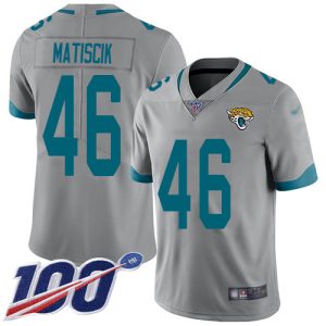 cheap Jaguars #46 Ross Matiscik Silver Men's Stitched NFL Limited Inverted Legend 100th Season Jersey