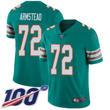 Dolphins #72 Terron Armstead Aqua Green Alternate Youth Stitched NFL 100th Season Vapor Untouchable Limited Jersey