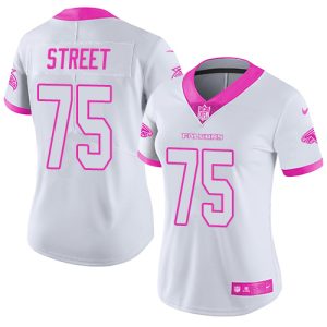 Falcons #75 Kentavius Street White/Pink Women's Stitched NFL Limited Rush Fashion Jersey