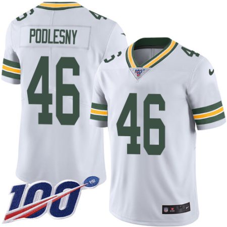 cheap Packers #46 Jack Podlesny White Men's Stitched NFL 100th Season Vapor Untouchable Limited Jersey