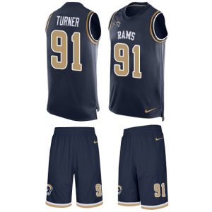 Rams #91 Kobie Turner Navy Blue Team Color Men's Stitched NFL Limited Tank Top Suit Jersey