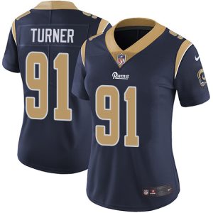 cheap Rams #91 Kobie Turner Navy Blue Team Color Women's Stitched NFL Vapor Untouchable Limited Jersey