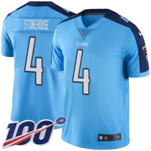 Titans #4 Ryan Stonehouse Light Blue Men's Stitched NFL Limited Rush 100th Season Jersey