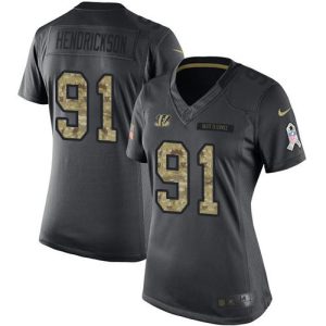 cheap Bengals #91 Trey Hendrickson Black Women's Stitched NFL Limited 2016 Salute to Service Jersey