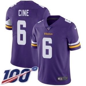 Vikings #6 Lewis Cine Purple Team Color Men's Stitched NFL 100th Season Vapor Limited Jersey