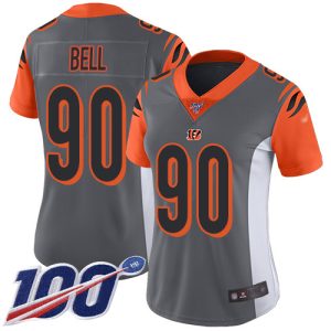 wholesale Bengals #90 Travis Bell Silver Women's Stitched NFL Limited Inverted Legend 100th Season Jersey