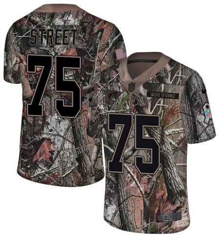 Falcons #75 Kentavius Street Camo Stitched Youth NFL Limited Rush Realtree Jersey