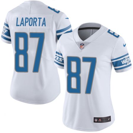 Lions #87 Sam LaPorta White Women's Stitched NFL Vapor Untouchable Limited Jersey