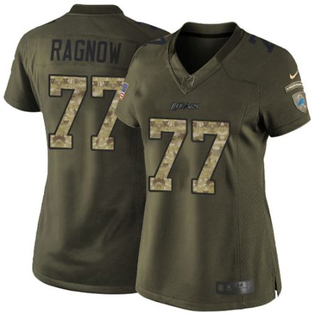 lions #77 frank ragnow green women's stitched nfl limited 2015 salute to service elite jersey