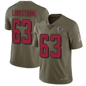 Falcons #63 Chris Lindstrom Olive Stitched Youth NFL Limited 2017 Salute To Service Jersey