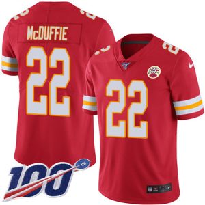 Chiefs #22 Trent McDuffie Red Team Color Youth Stitched NFL 100th Season Vapor Limited Jersey