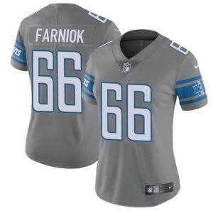 Lions #66 Matt Farniok Gray Women's Stitched NFL Limited Rush Jersey