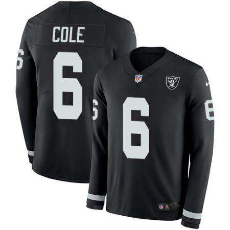 wholesale Raiders #6 AJ Cole Black Team Color Men's Stitched NFL Limited Therma Long Sleeve Jersey