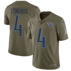 Titans #4 Ryan Stonehouse Olive Men's Stitched NFL Limited 2017 Salute to Service Jersey