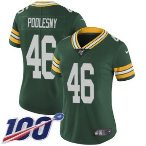 packers #46 jack podlesny green team color women's stitched nfl 100th season vapor untouchable limited elite jersey